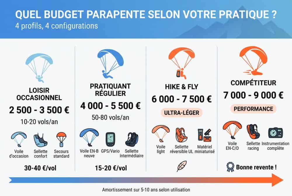 Configurations types par budget et objectif de pratique
